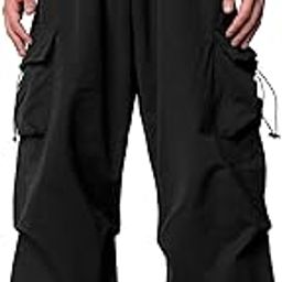 Mens Solid Side Pockets Black Nylon Fabric Baggy fit Cargo Pant-picture-56