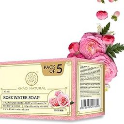 KHADI NATURAL Ayurvedic Rosewater Handmade Soap| Hyderates & Nourishes Skin| Vitamin-Rich | Maintains pH Levels | Softens & Rejuvenates (Pack of 5) (5x125 g) (625 g)-40