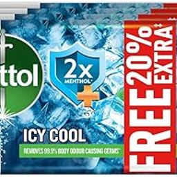 Dettol Icy Cool Bathing Soap Bar With 2x Menthol (600gm), 125gm + 20% Extra Free, Pack of 4-picture-13