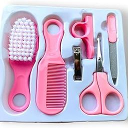 WOW.CO Baby Grooming Kit – 6 in 1 Newborn Care Set with Brush, Comb, Nail Clipper, Scissors, File & Finger Toothbrush | Safe & Soft Infant Hygiene Kit (Pink)-picture-25