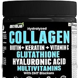 Hydrolyzed Marine Collagen with Biotin, Vitamin C, Zinc, Keratin, Glutathione, Hyaluronic Acid, DHT Blocker & Multivitamins.-1