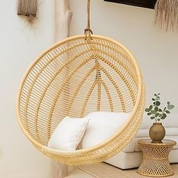 IRA Single Seater Swing for Balcony | Hanging Jhula Chair for Adults | Big Size Wooden Cane Swing with Cushion & Accessories | Indoor Outdoor Home Living Room Decor-image-91