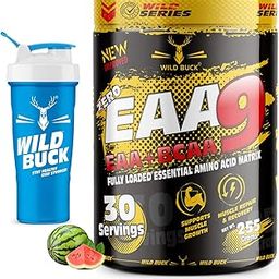 WILD BUCK EAAs-BCAA Energy Drink for Workout | Pre/Post Workout Supplement | Recovery | Muscle Protein Synthesis | EAAs-BCAA, All 9 Essential Amino Acids [30, Watermelon Twist, 255g] Free Shaker-6