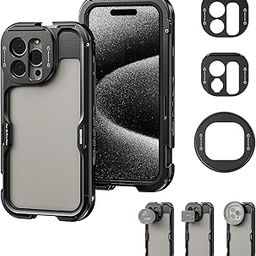 Neewer 15 Pro Max Cage[2Nd Gen],Quick Release Design Video Rig Phone Stabilizer With 67Mm Filter Adapter,17Mm Lens Backplate,T Mount Lens Adapter Compatible With Moment T Series Lens,Pa044,Black-picture-26