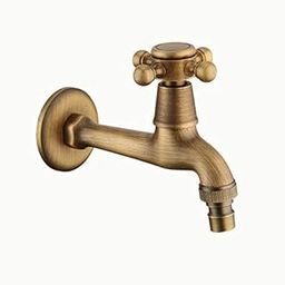 CZ Vintage Wall Mounted Sink Brass Taps Washing Machine Garden Patio Bib Cock-image-9