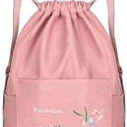 SRZ College Bag Backpack for Women, Trendy Purple Polyester Embroidered Drawstring Daypack, 22L, 5 Pockets, Water Resistant-image-104