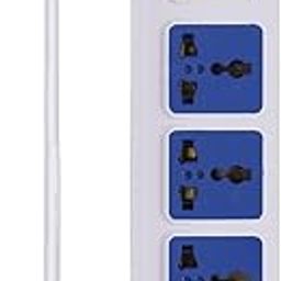 Digiway 4+1 Power Strip with Master Switch, 4 International Sockets Extension Board, Thermal Protection, 10 AMP Output, 2.50 Meter Cord Length, Power Indicator, Extension Board for Board (White,Blue)-image-97