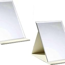 NAIDEV Protable PU Leather Mirror Folding Desktop Makeup and Shaving Mirror with Adjustable Stand for Personal Use,Travelling Travel, Vanity Table, Room Decor, Beauty Gifts (White Pack of 2)-image-89