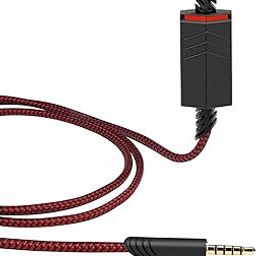 2.0M Replacement Audio Cable Compatible with Astro A40 A40TR Gaming Headset, Inline Mute Wire and No Volume Control Cord (Nylone Cord, Red/Black)-0