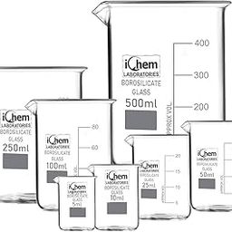 Borosilicate Glass Beaker 5 ml, 10ml, 25 ml, 50 ml, 100 ml, 250 ml, 500 ml with Graduation Marks, Beakers Pack of 7 for perfume making Cosmetics collage chemistry lab laboratory-image-26