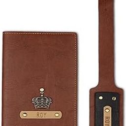 The Junket Personalized Passport Cover + Luggage Tag Combo with Name and Charms | Birthday Gifts for Men and Women|Usefull Gifts for Fathers Dad (Multicolor)-image-11