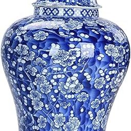 CLUB BOLLYWOOD®Chinese Style Plum Ceramic Bud Vase Ginger Jar with Lid Glazed Asian Decor|Home & Garden | Home Decor | Vases|1 Piece Blue and White Porcelain Jar-image-71