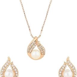 Glittering Cubic Zirconia Designer Valentine special Chain Pendent Necklace With Earrings Set for Women-image-11