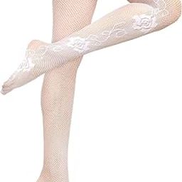 White Side Flower Net Women's/Girls's High Waist Pantyhose Tights Fishnet Stockings Mesh Net Style Nylon & Spandix-image-65