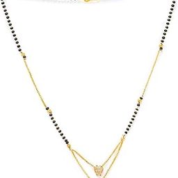 Short Mangalsutra Designs One Gram Gold Plated Necklace AD Pendant Tanmaniya Nallapusalu Black bead Chain For Woman (17 Inches)-picture-40