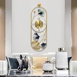 URBAN INSPIRATIONS Decorative Metal Gingko Leaf Wall Clock Big Size, Wall Decoration Items for Living Room/Bedroom/Office/Halls-image-93