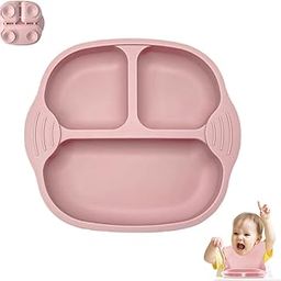 SNOWIE SOFT® Food Plate Silicone BPA Free Baby Food Plate, Anti Flip Over Silicone Food Plate with Suction Cup, with Spoon & Baby Use Fork, Dish Washer Safe (Pink)-12