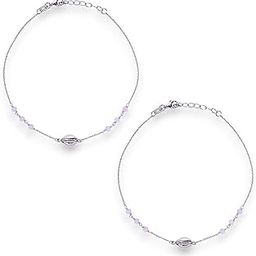 925 Sterling Silver Sea Shell Baby Pink Beaded Chain Anklets for Women-image-39