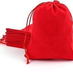 Birdbrid Red Velvet Drawstring Gift Bags 9x12 Inch Soft Jewelry Pouches for Wedding, Party, and Gift Packaging, Pack of 4-image-1