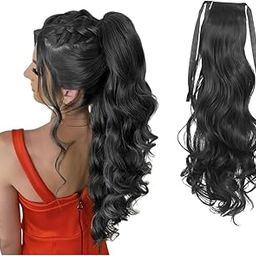 D-DIVINE Silky Soft Ribbon Hair Extensions And Wigs Women Wavy Hair Extension 24Inch (Black color) Easy To Wear-image-97