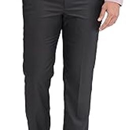Men's Regular Fit Stripe Pattern Poly Viscose Blend Flat Front Formal Trouser-image-10