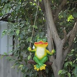 Wonderland Resin Frog on Swing Statue | Usage Hanging Decor for Garden,Balcony or Home Decor | Garden or Balcony Makeover | Material Resin | Size 11 Inches-image-43