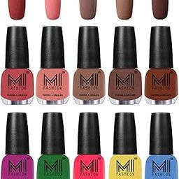 Mi Fashion Color Rich Nail Polish Combo-Bright Plum,Emerald Green,Neon Pink,Pastel Yellow,Ocean Blue,Olive Brown,Candy Cotton,Dark Nude,Rustic TAN,Muddy Nude Nail Polish-image-36