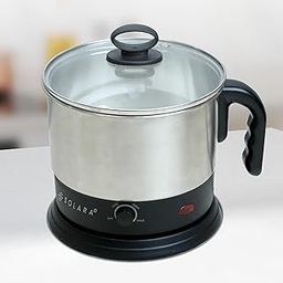 SOLARA Multipurpose Electric Kettle 1.5 Litre, 600 Watts, Stainless Steel Body with Glass Lid, 3 Boiling Modes, for Hot Water, Milk, Tea, Coffee, Cooking Oats, Noodles, Soup, Egg Boiler Machine-Black-picture-8