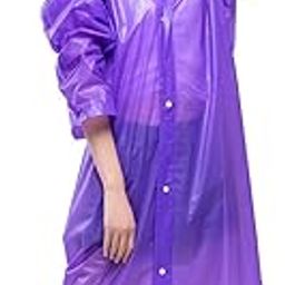 Women's & Girl's Waterproof Raincoat with Hood EVA Reusable Rain Ponchos Raincoats(Purple)-image-58