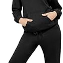 Women's Fleece Cotton winter hoodie Sweatshirt Tracksuit Set || warm Jogger Sweatpants Regular wear Combo pack (IN, Alpha, M, Regular, Black)-50