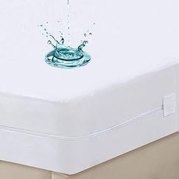 California King Waterproof Mattress Encasement, Hypoallergenic Zipped Mattress Protector, Breathable, Noiseless, Cooing & Machine-Washable Mattress Cover with 15" Deep Pocket, Vinyl Free-63