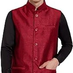 Mens Embellished Ethnic Wear Nehru Jacket Floral Printed Formal Waistcoat Regular Fit-4