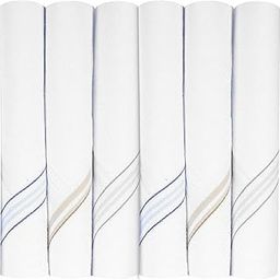 Cotton Premium Collection Casual Style Handkerchiefs Hanky For Men - Pack Of 6. - White with Blue and Beige Striped King Size-image-50