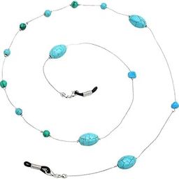 VELURA Blue Stone Bead Eyeglass Spectacles Sunglasses Lanyard Chain Accessory|1 Piece x Hair Clip|Eyeglass Chains & Holders| Fashion Jewelry-image-24