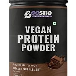 BOOSTIQ Natural & Vegan Plant Protein Powder Pea & Brown Rice Protein 26g Protein/Serving | Plant Based Vegan Protein Men & Women | Easy to Digest | Muscle Growth Recovery & Fitness (500 g, Chocolate)-image-99