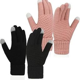 Winter Gloves for Men Women Touch Screen Texting Warm Gloves with Thermal Soft Knit Lining Elastic Cuff(Pack of 2) Assorted Color-image-44