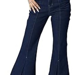 sassafras Navy Blue Front Slit Bell Bottom Jeans-picture-21