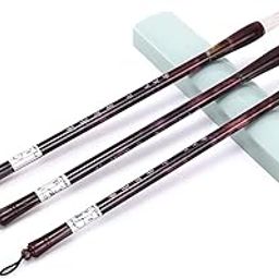 KRAFTMASTERS®3Pcs/Set Chinese Calligraphy Brush Kanji Japanese Art Sumi Writing Painting Drawing Practicing Brush Set for Students&Beginners,Small,Medium,Large Sizes,Multicolor-picture-14