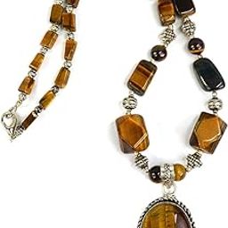 Natural Crystal Stone Tiger Eye Necklace Mala with Pendant for women-image-18