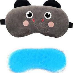 Jenna Fabric Cute Gel Sleeping Eye Shade Mask Cover For Insomnia, Meditation, Puffy Eyes And Dark Circles Velvet Ele Grey-image-63