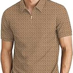Men's Polyster Blend Regular Fit T-Shirt with Half Sleeve Chain Polo Collar V-Neck Standard Length and Classic Style-picture-12
