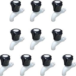 Droptech White Pvc Plastic Bib Cock/Water Taps For Kitchen Bathroom Wash Basins - Set Of 10 (1/2", 15 Mm) Type Pvc Taps Faucet For Hot And Cold Water Cobra - Polished-image-8