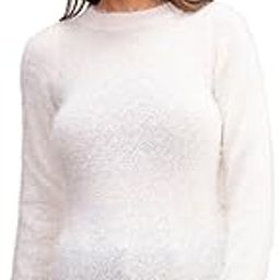 White Round Neck Hairy Fur Pullover Sweater-image-22