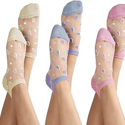 Women's Net Mesh Insert Ankle Length Sheer Socks-image-1