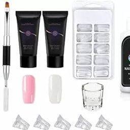 COLOR SPLASH Acrylic Gel Poly Nail Gel Nail Extension Set Nail Art Combo Kit (White)-image-12