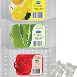 Ginni Clea Cleansing and Make-up Remover Wet Wipes (Rose,Aloevera,Lemon)(pack of 3)(30 wipes per pack) with Coin Tissues (50 pcs) Candy Pack-8