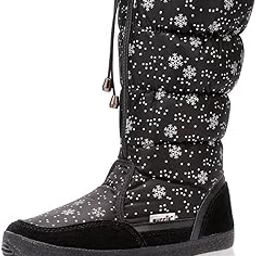 Little Surprise Box Black and Silver Snowflake Women Winter Snowboots-image-6