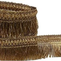 aanya 20 Mtr Roll of Ethnic Wear Gota Patti Embroidery Golden Trim Kiran Lace Border for Saree,Suit,Dresses,Fashion Designing,Art and Craftworks with 3.17 cm Width-image-19