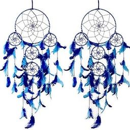 DULI Dreamcatcher Jumbo Combo Handmade Pack of 4 Dreamcatchers for Bedrooms Office Balcony Outdoors Garden Car Hanging,Dreamkacher (Big Blue)-image-69