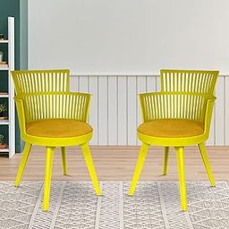 Creative Accent Cafe Chair Vibrant and Eye-catching, These Yellow armchairs Feature an Open slatted Back, Supportive armrests, and Cushioned Seats?Perfect for Dining | CS-1221/P2 (Yellow)-image-11
